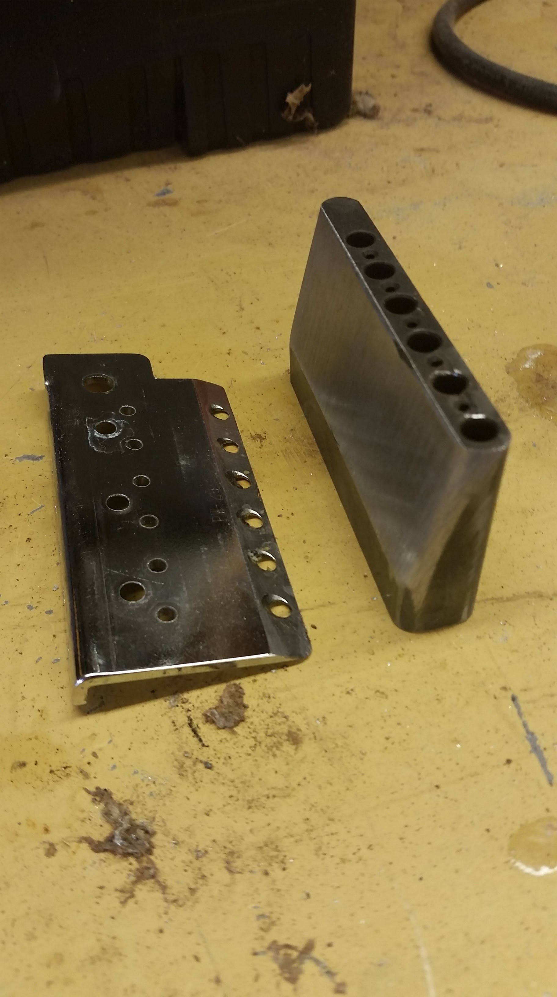 Cutting an angle on a strat trem block to maximize travel