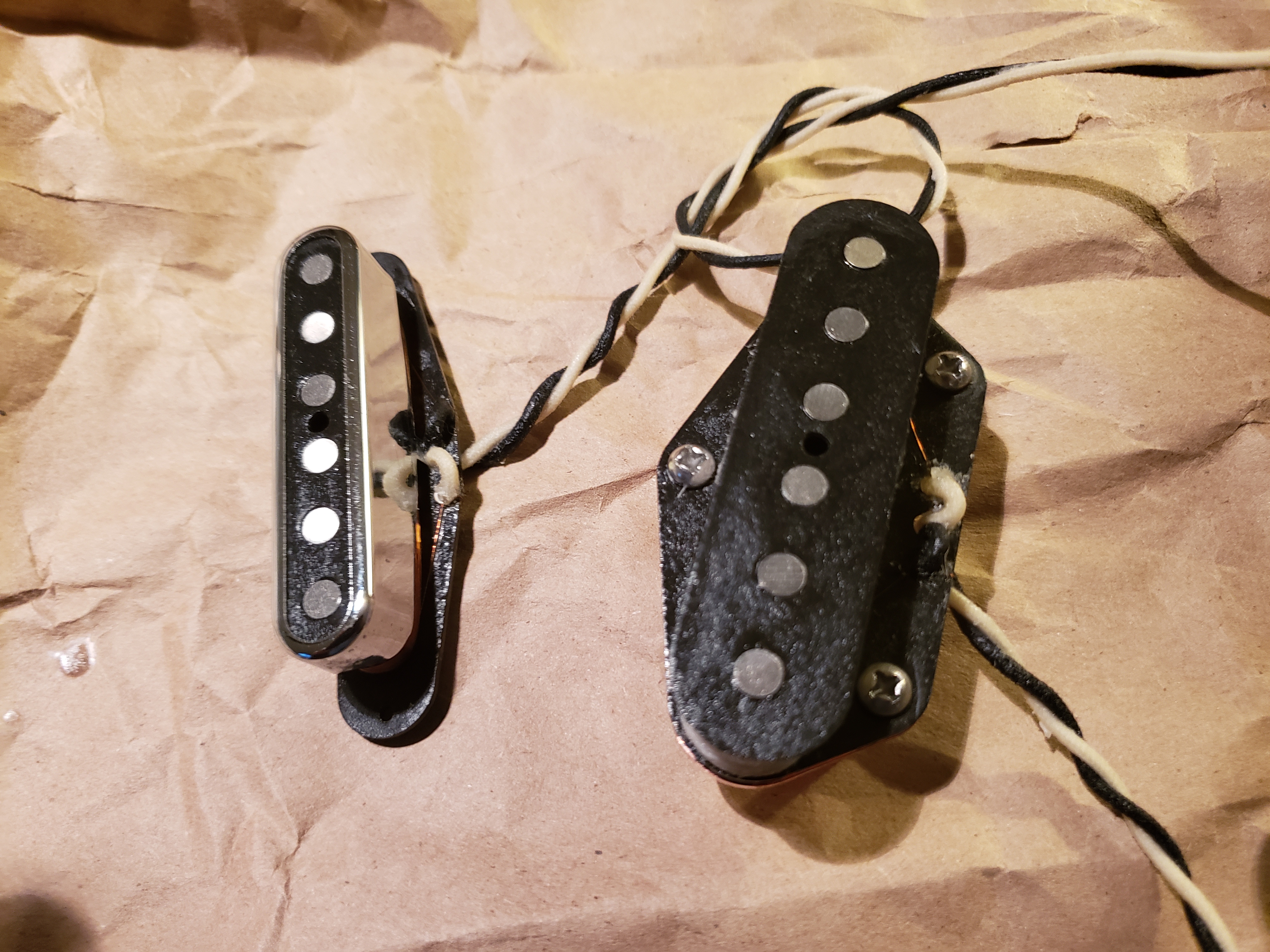 Freshly potted tele pickups