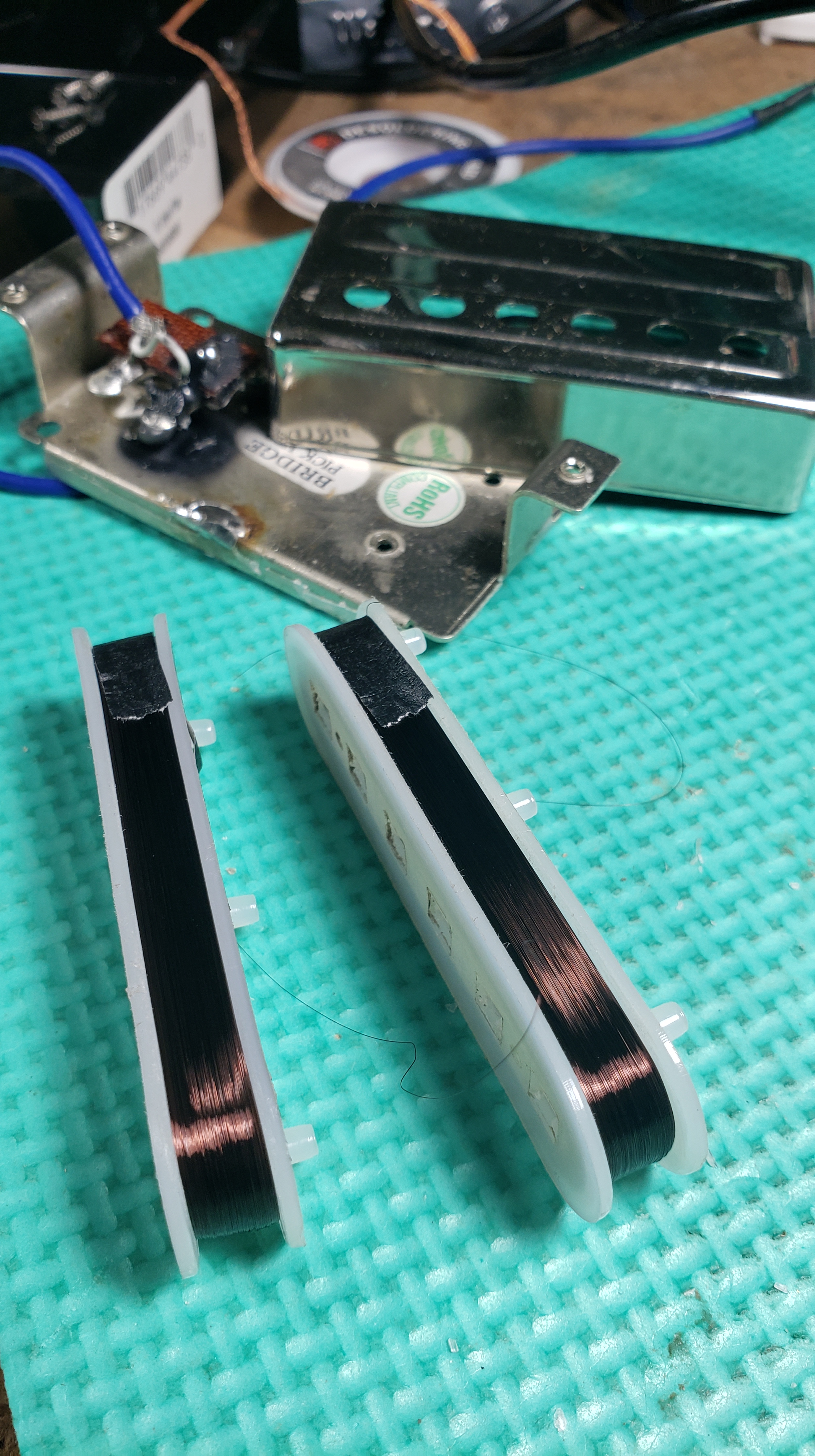Rewinding Korean made Guild humbuckers for improved tone