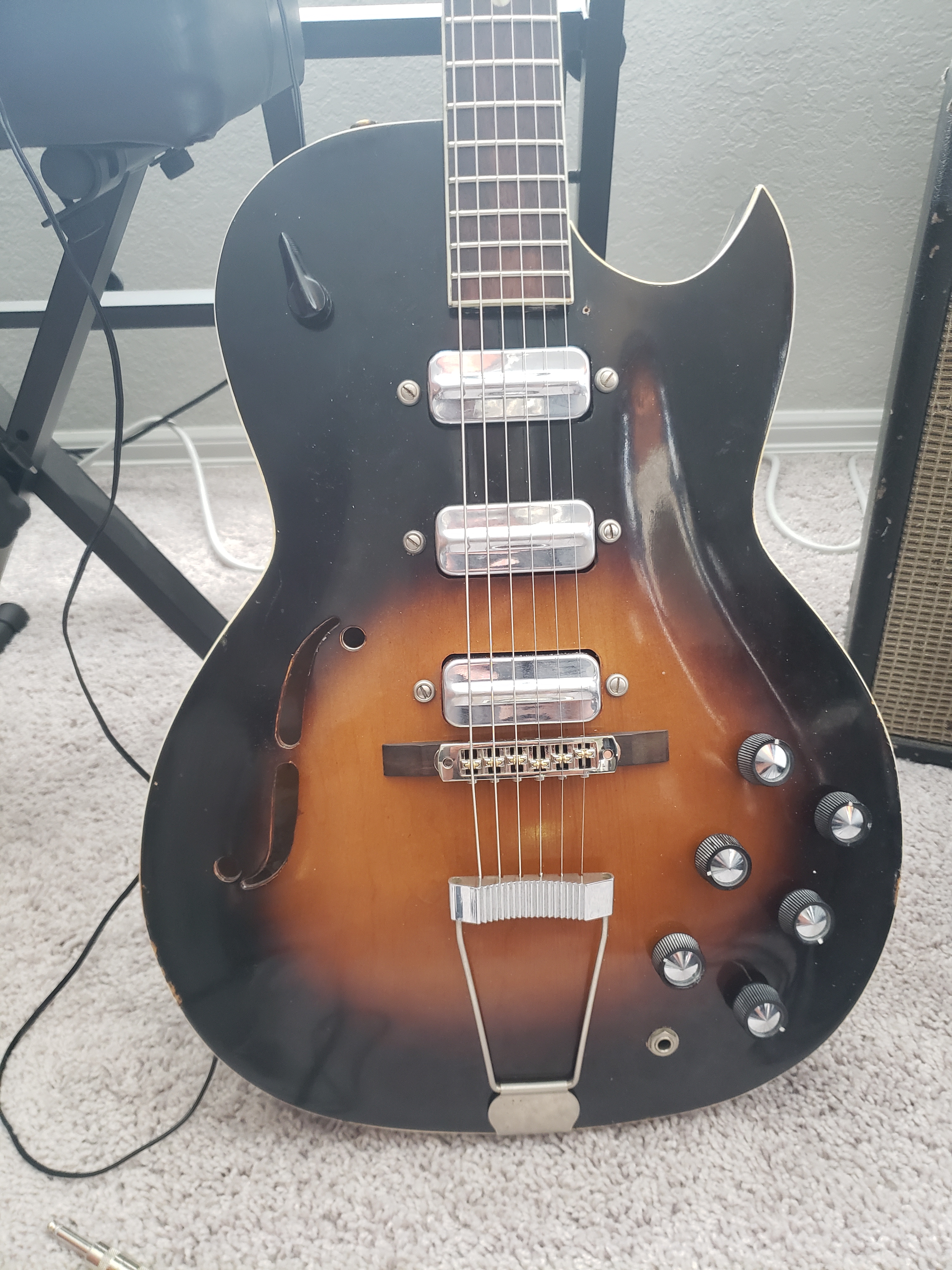 Rewound bridge pickup, pinned roller bridge, upgraded to shielded wiring