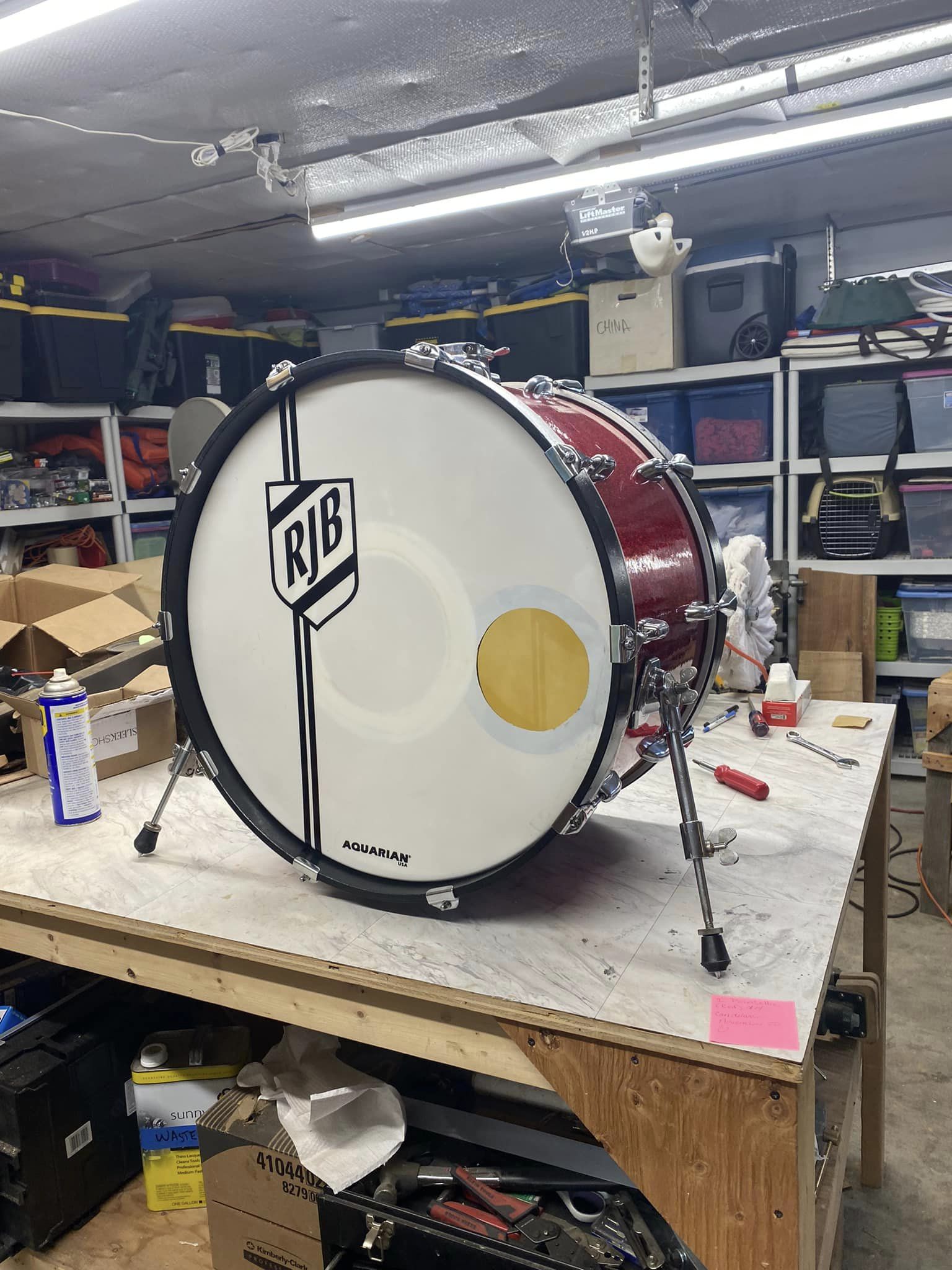 Cut down this 24" Slingerland kick drum from 18" to 16", trued it up, and re-cut the bearing edge